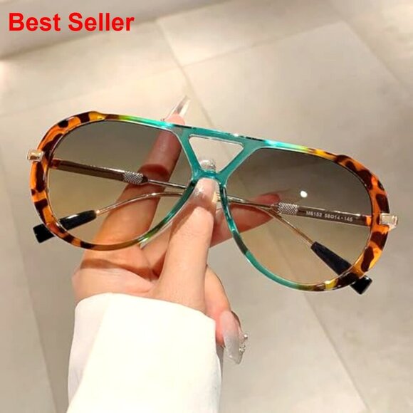 Oversized Pilot Sunglasses Large Square Frame UV Protection Lightweight main image 4